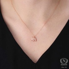 Nusret Takı 925 Ayar Gümüş Fil Charm Kolye, Pembe