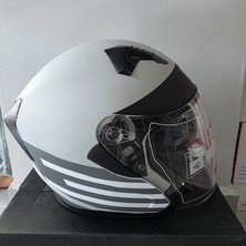 Çenesiz Kask JK528-1 Mge Vizörlü Mat Gri L