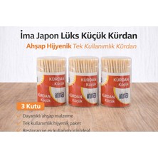 Bezos Ima Japon Lüks Küçük Kürdan Ahşap Hijyenik Tek Kullanımlık Kürdan 3 Adet