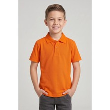 Fatella Unisex Çocuk Turuncu  Polo Yaka Kısa Kollu Okul Tişörtü