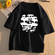 Touz Y2K Face To Face Siyah Unisex Oversize T-Shirt