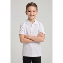 Fatella Unisex Çocuk Beyaz Lakost Polo Yaka Kısa Kollu Okul Tişörtü