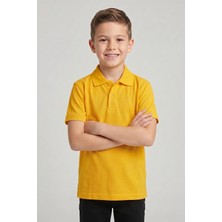 Fatella Unisex Çocuk Parlak Sarı Lakost Polo Yaka Kısa Kollu Okul Tişörtü
