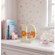 Zaya Design Lab Kişiye Özel Harf Isimlik, Bebek & Çocuk Odası Dekoru, Deniz Kızı Pul Detaylı ,pla Biyoplastik, 20 cm