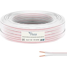 Poke 100 Metre 2X0,50MM Beyaz Kırmızı Çizgili Elektrik Ses ve Hoparlör Kablosu Kordon