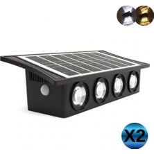 Panther Solar 8 Ledli Çift Yönlü Dekoratif Duvar Apliği (Çift Renkli) (2 Adet)