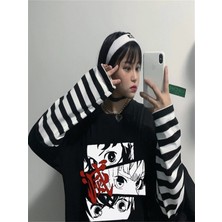 Touz My Vısıon Demon Slayer: Eyes Çizgili Kollu Unisex T-Shirt