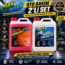 Max&wash 2’li Profesyonel Oto Bakım Seti | 20 kg Lastik Parlatıcı + 20 kg Torpido Parlatıcı Süt | Oto Kuaför Seti