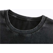Touz Yıkamalı Rock Baskılı Unisex Oversize Vintage T-Shirt