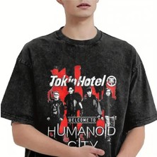 Touz Tokio Hotel Baskılı Yıkamalı Vintage Unisex Oversize T-Shirt
