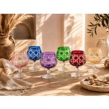Crystalex Kristal 6’lı Renkli Kristal Kesme Kahve Yanı Su Bardağı Kadeh Seti 250ML | Şarap Kadehi| Kahve Yanı Su Bardağı-Y.h