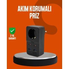 Herşey Trend Akım Korumalı Priz 4 USB Type C Destekli Yüksek Isı Dayanımlı