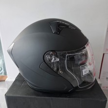 Çenesiz Kask JK528-1 Mge Vizörlü Mat Siyah L