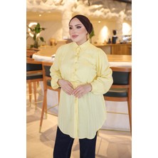 İmaj Butik Sarı Bel Ip Bağlamalı Tunik Gömlek