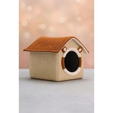 Orvessa Modern Kulübe Görünümlü Pelüş Evcil Hayvan Yuvası Kedi ve Köpek Yatağı
