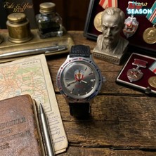 Eski Yeni Antik Vostok Amphibia 420892 Otomatik Mekanik Saat | 2416B | 200M | Siyah Kadran | Siyah Deri Kayış