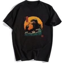 Touz Haraju Godzilla Sushi Siyah Unisex Oversize T-Shirt