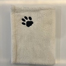 Orvessa Nakışlı Siyah Pati Desenli Battaniye, Yıkanabilir ve Yumuşak Kedi ve Köpek Yatağı