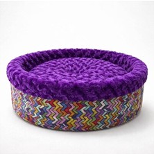 Orvessa Pelüş Simit Yatak, Yumuşak ve Konforlu Uyku Alanı Kedi ve Köpek Yatağı 50X50X15 cm
