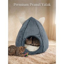 Orvessa Piramit Kedi ve Köpek Yuvası, Çıkartılabilir Nubuk Yatak ile Konfor Kedi ve Köpek Yatağı