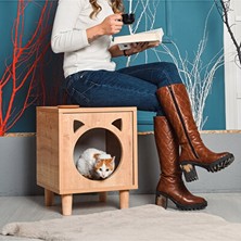 Orvessa Modern Ahşap Yataklı Kedi Evi, Minimalist Tasarım ve Konfor Bir Arada Kedi ve Köpek Yatağı