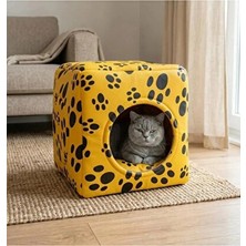 Orvessa Üç Fonksiyonlu Sarı Kedi Yatağı ile Çok Amaçlı Konfor Kedi ve Köpek Yatağı