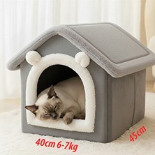 Orvessa Çıkarılabilir Minderli Kedi Evi - Fermuarlı Çatı Kedi ve Köpek Yatağı 40X45 cm