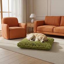 Orvessa Ultra Yumuşak El Örgüsü Yeşil Pet Minderi, Yıkanabilir Yatak Kedi ve Köpek Yatağı