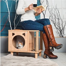 Orvessa Modern Minimalist Kedi Evi ve Mama Kabı, Şık ve Fonksiyonel Tasarım Kedi ve Köpek Yatağı