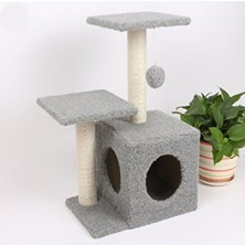 Orvessa Modern Gri Çift Stepli Yuvalı Kedi Tırmalama - Rahat ve Sağlam Tasarım Kedi Tırmalaması