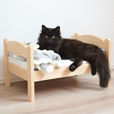 Orvessa Modern Ahşap Kedi Yatağı, Estetik ve Konforlu Tasarım Kedi ve Köpek Yatağı