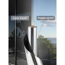 Sundark 75 cm x 5 Metre | Isı Yalıtımlı | 2 Ply | (Içten Siyah / Dıştan Aynalı) | Blacksilver Cam Filmi | Ofis, Cam Balkon, Duşakabin