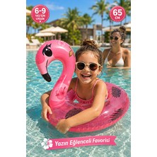 Orvessa Çocuklar Için Flamingo Figürlü Simli Yüzme Simidi - 65 cm Kolluk & Simit