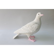 Kare Home Beyaz Güvercin Figürü (Ayakta) - Pembe Detaylı Dekoratif