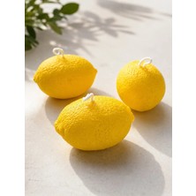 Nish Candles Limon Mum Dekor 3'lü Set, Limon Kokulu Dekoratif Mum, Yazlık & Bahar Ev Balkon Masa Süsü