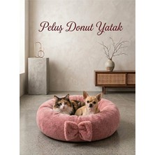 Orvessa Pelüş Simit Kedi ve Köpek Yatağı - Pembe Renkli Konfor