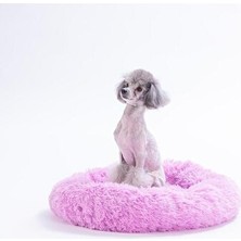 Orvessa Lila Donut Köpek ve Kedi Yatağı, Anti-Stress Peluş Simit Yatak Kedi ve Köpek Yatağı