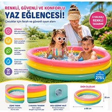Orvessa 86 cm Renkli Tasarımlı Şişme Çocuk Havuzu, Bahçe ve Deniz Kenarı Için Ideal