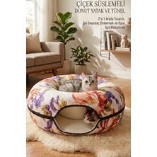 Orvessa Kedi Oyun ve Dinlenme Tüneli Donut Şeklinde Yumuşak Yatak Kedi ve Köpek Yatağı