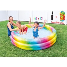 Orvessa Rainbow Desenli Şişme Havuz ve Top Seti - Eğlence Dolu Yaz Aktiviteleri 147X33 cm