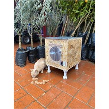 Orvessa Dış ve Iç Mekan Kullanımına Uygun Ahşap Kedi Yuvası, 35X40X35CM Kedi ve Köpek Yatağı