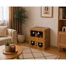 Orvessa Ahşap Kedi Evi ve Karton Tırmalama Alanı, Dayanıklı ve Eğlenceli Tasarım Kedi Tırmalaması