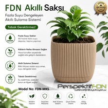 PerspektifFDN Fdn Akıllı Saksı Sistemli Çiçek Saksısı - Kırılmaya ve Uv Işınlarına Dayanıklı Premium Akıllı Saksı (Bitki Dostu Hava Kanallı) Model No: Fdn-Mks Ekstra Küçük  Boy Bej Rengi
