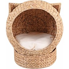 Orvessa Hasır Kedi Evi, 3'lü Rattan Set, Güvenli ve Konforlu S Kedi ve Köpek Yatağı
