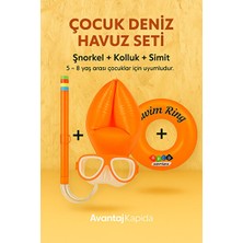 Orvessa Çocuklar Için 3’lü Deniz Seti - Şnorkel, Kolluk ve Simit ile Güvenli Yüzme Kolluk & Simit