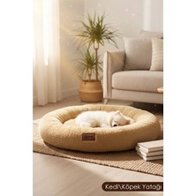 Orvessa Fluffy Teddy Kumaş Simit Yatak - Kedi ve Köpekler Için Yumuşak Uyku Minderi