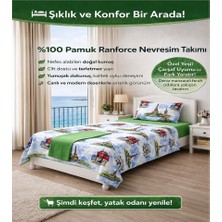 Elif Nazlı Perde Tek Kişilik Nevresim Takımı -Özel Paris Motifli