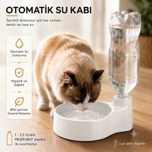 Voloyas Otomatik Kedi Su Kabı-Şişe ile Beslenen Su Pınarı-Kedi ve Küçük Irk Köpek Suluk Beyaz