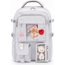 Quovo Kawaii Kore Tarzı Full Aksesuarlı Ortopedik Yerli Günlük Okul Sırt Çantası Kız Erke