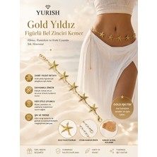 Yurish Kadın Gold Yıldız Figürlü Bel Zinciri Kemer - Elbise Pantolon ve Etek Uyumlu Şık Aksesuar